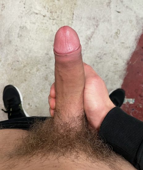 Hard hairy uncut cock